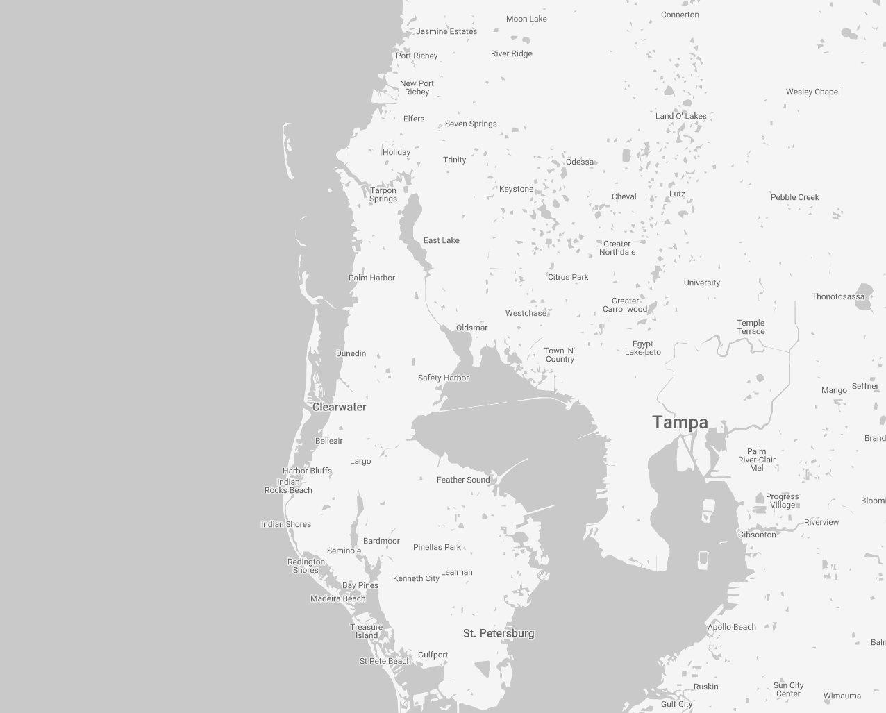 Hot Water Heroes service area map — Tampa Bay FL