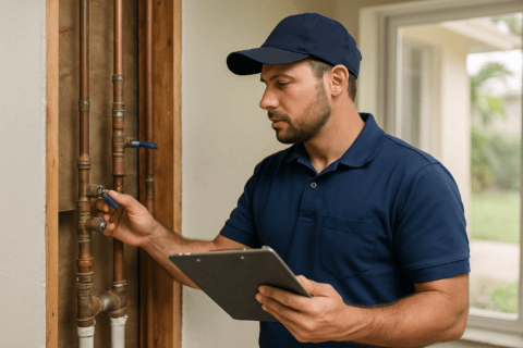 Tampa plumber safeguarding residential plumbing ahead of hurricane season; Florida storm preparation in progress.